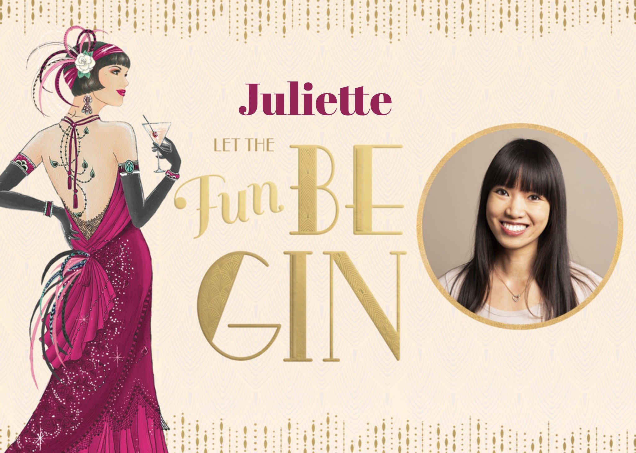 Moonpig Art Deco Let The Fun Be Gin Card