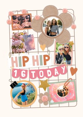 Hip Hip 16 Today Photo Upload Birthday Card