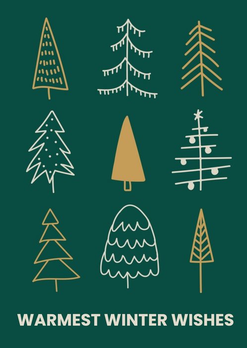 Modern Warmest Winter Wishes Christmas Trees Card