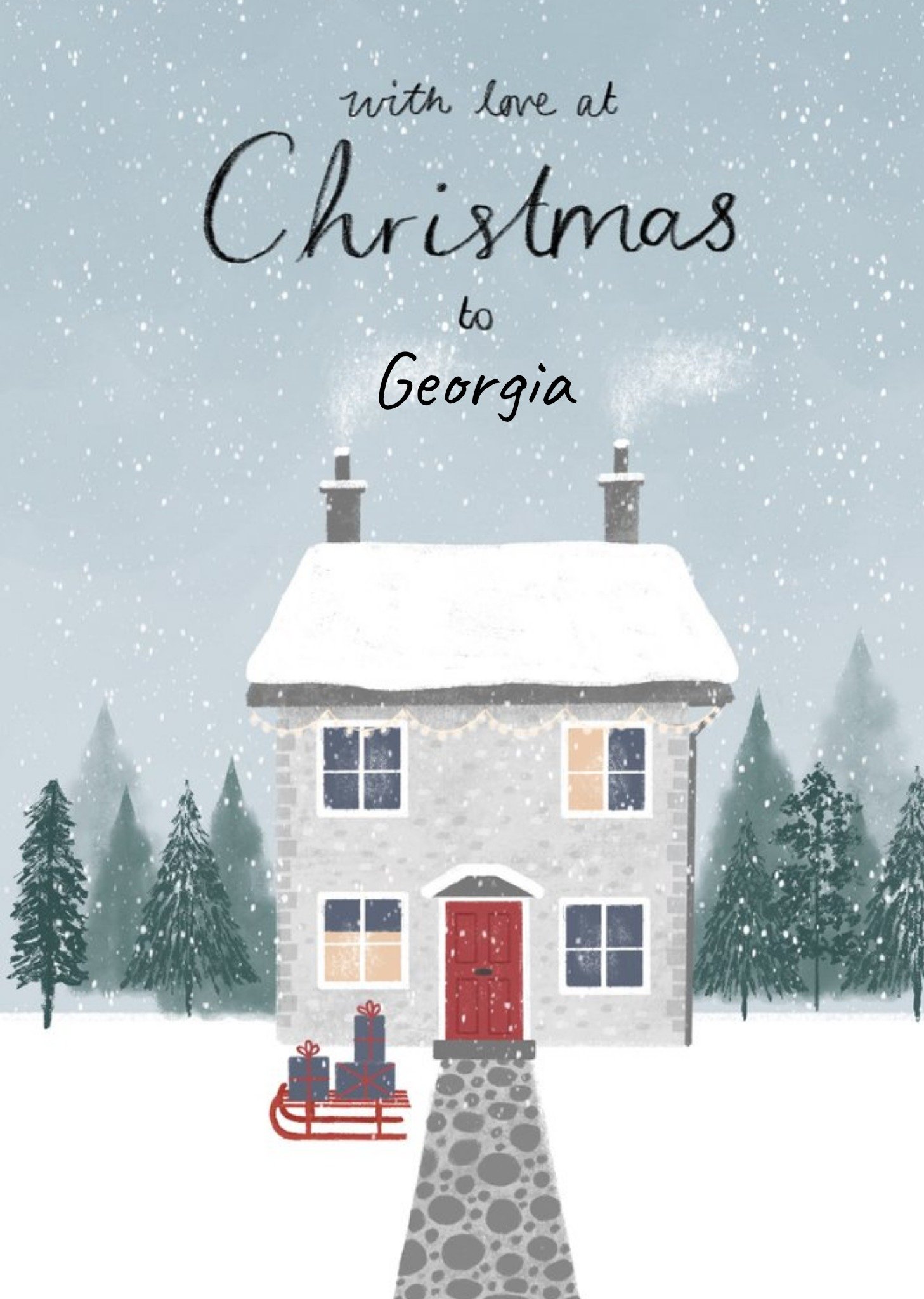 Moonpig Snowy Illustrated House Christmas Card