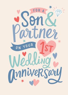 Son & Partner On Your 1st Wedding Anniversary Card 