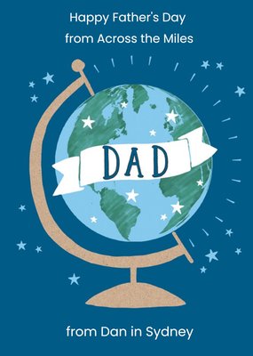 Simplistic Illustration Desk Globe Happy Fathers Day Across The Miles Card