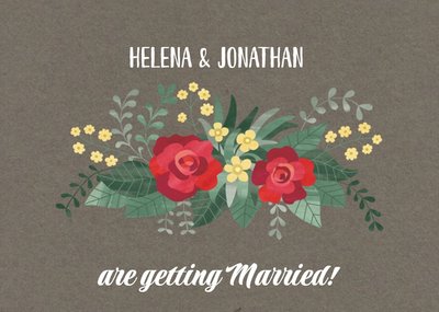 Red And Yellow Flowers Wedding Invitation