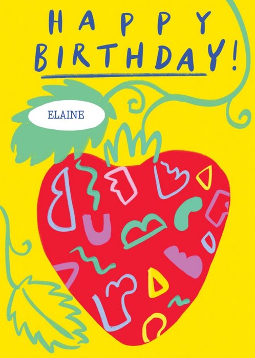 Vibrant Illustration Of A Strawberry Birthday Card