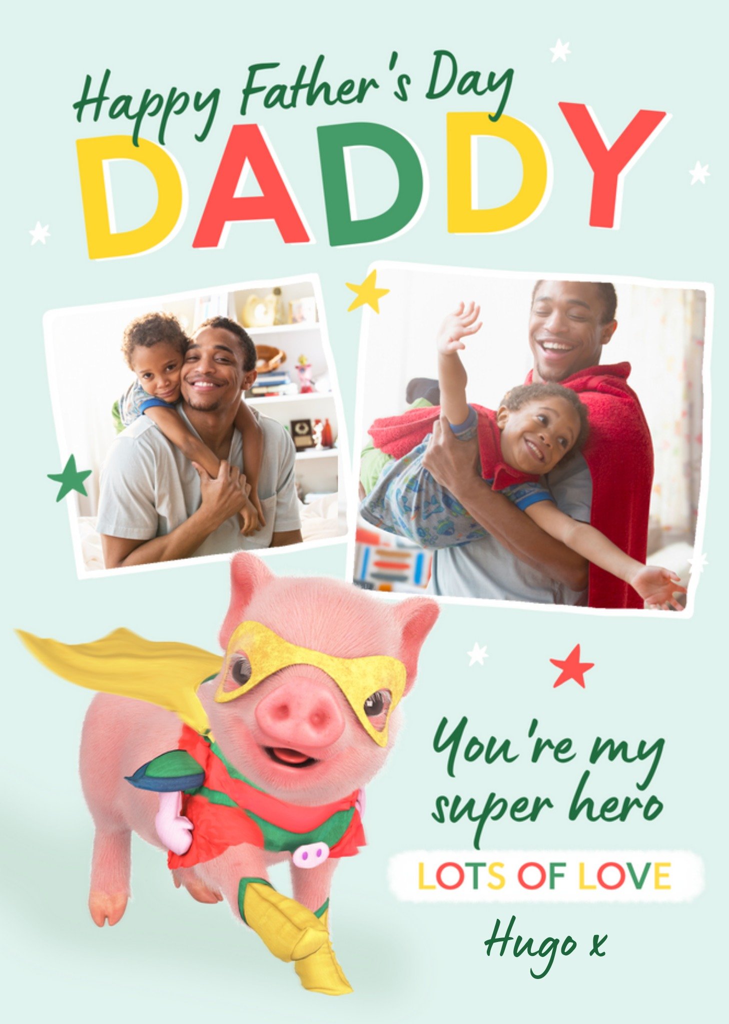 Moonpig Exclusive Moonpigs Cute Pig Personalised Father's Day Card Ecard