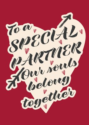 Loving Heart Shape Filled With Handwritten Typography To A Special Partner Valentine's Day Card