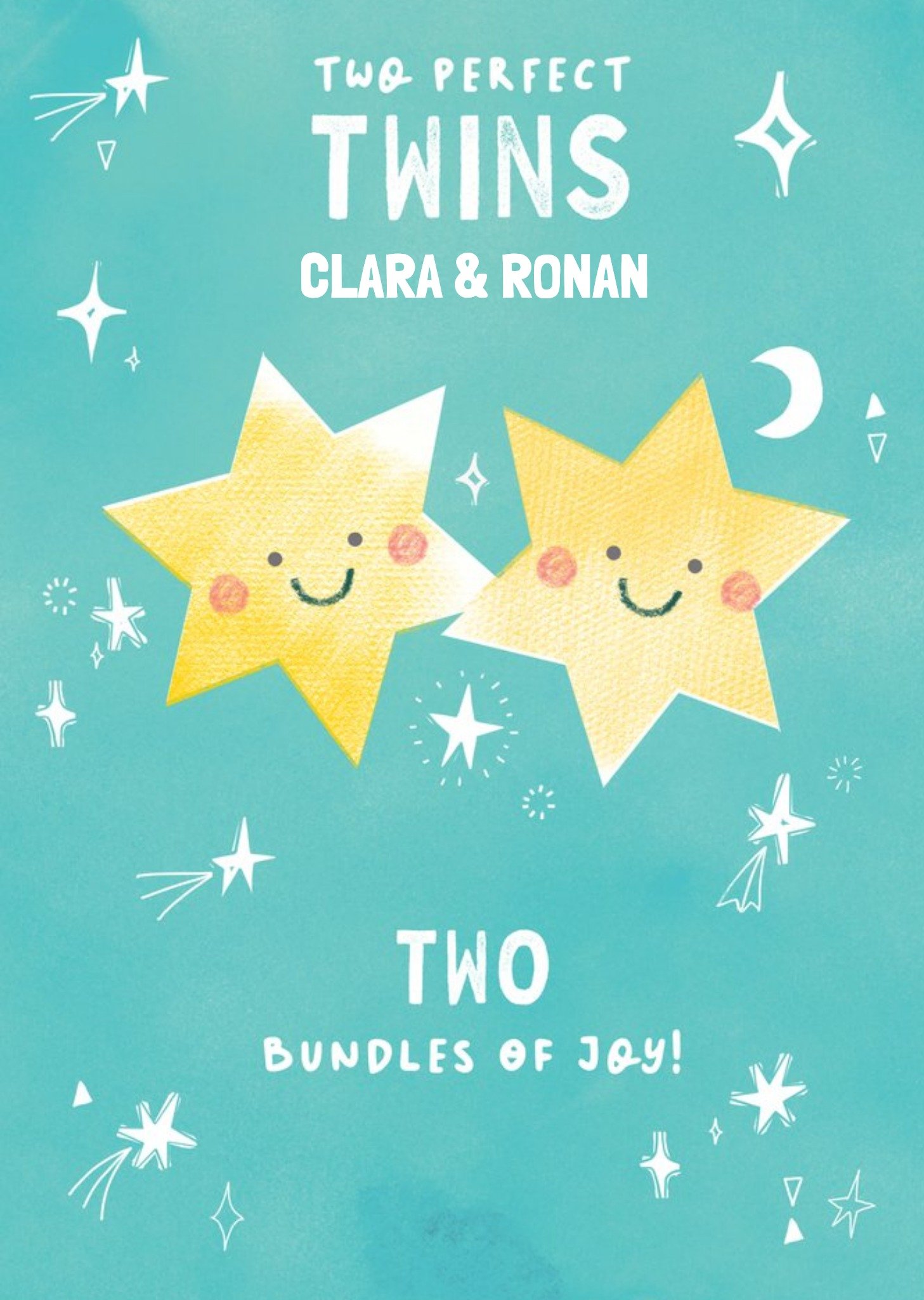 Moonpig Two Bundles Of Joy Cute New Baby Twins Card