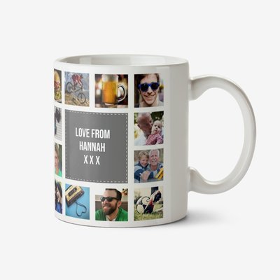 Happy Birthday Collage Grey Photo Upload Mug