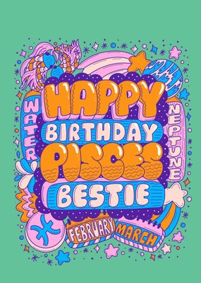 Happy Birthday Pisces Bestie Card