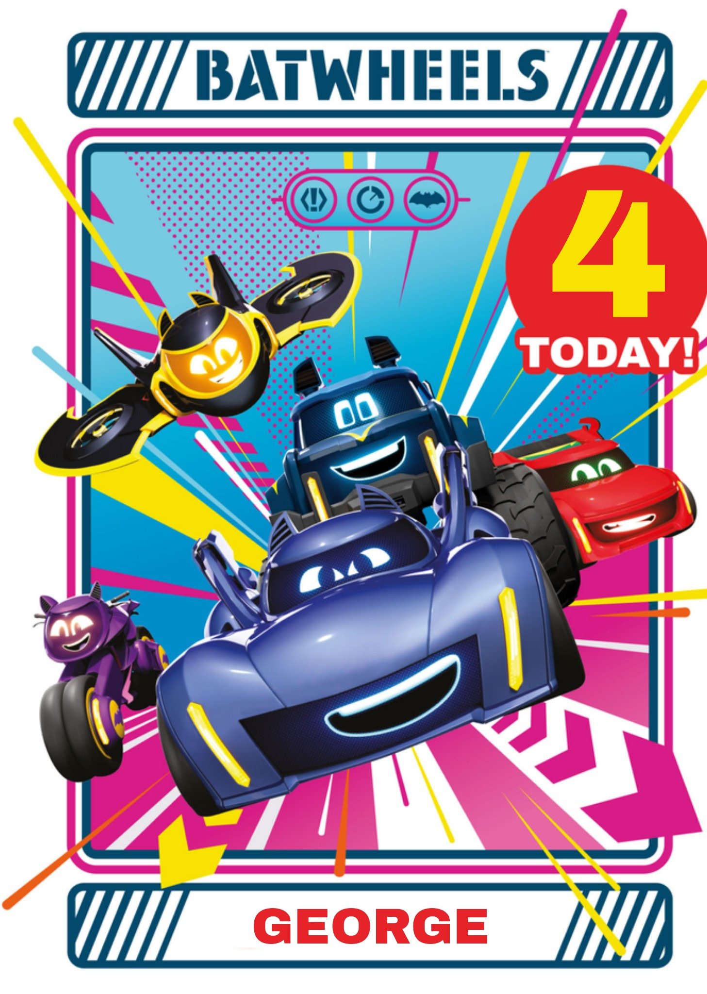 Batman Warner Bros Batwheels Car Characters 4 Today Birthday Card