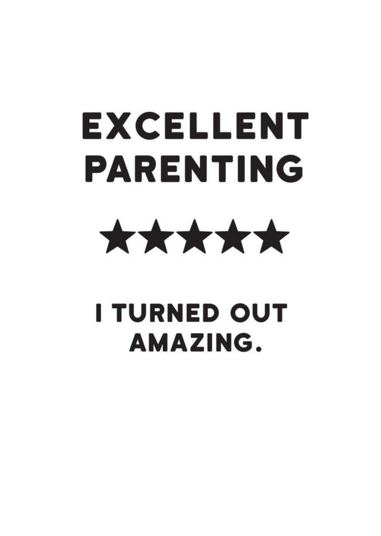 Redback Cards Limited Humorous Typography On A White Background Excellent Parenting Father's Day Car