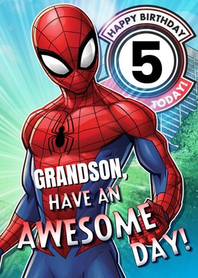 Marvel Spiderman Personalised Have An Awesome 5th Birthday Grandson Card