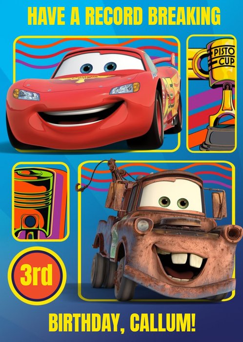 Disney Cars Lightning Mcqueen And Mater Personalised Happy Birthday Card