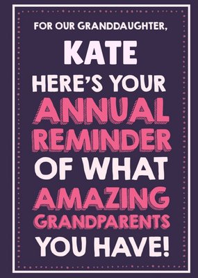 Jam and Toast Typographic Funny Humour Granddaughter Birthday Card