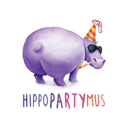 Hippo Hippopartymus Party Pun Card