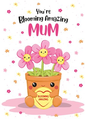 Swizzles Love Hearts Posh Paws You're Blooming Amazing Mum Illustrated Cute Plant Pot Character Mother's Day Card
