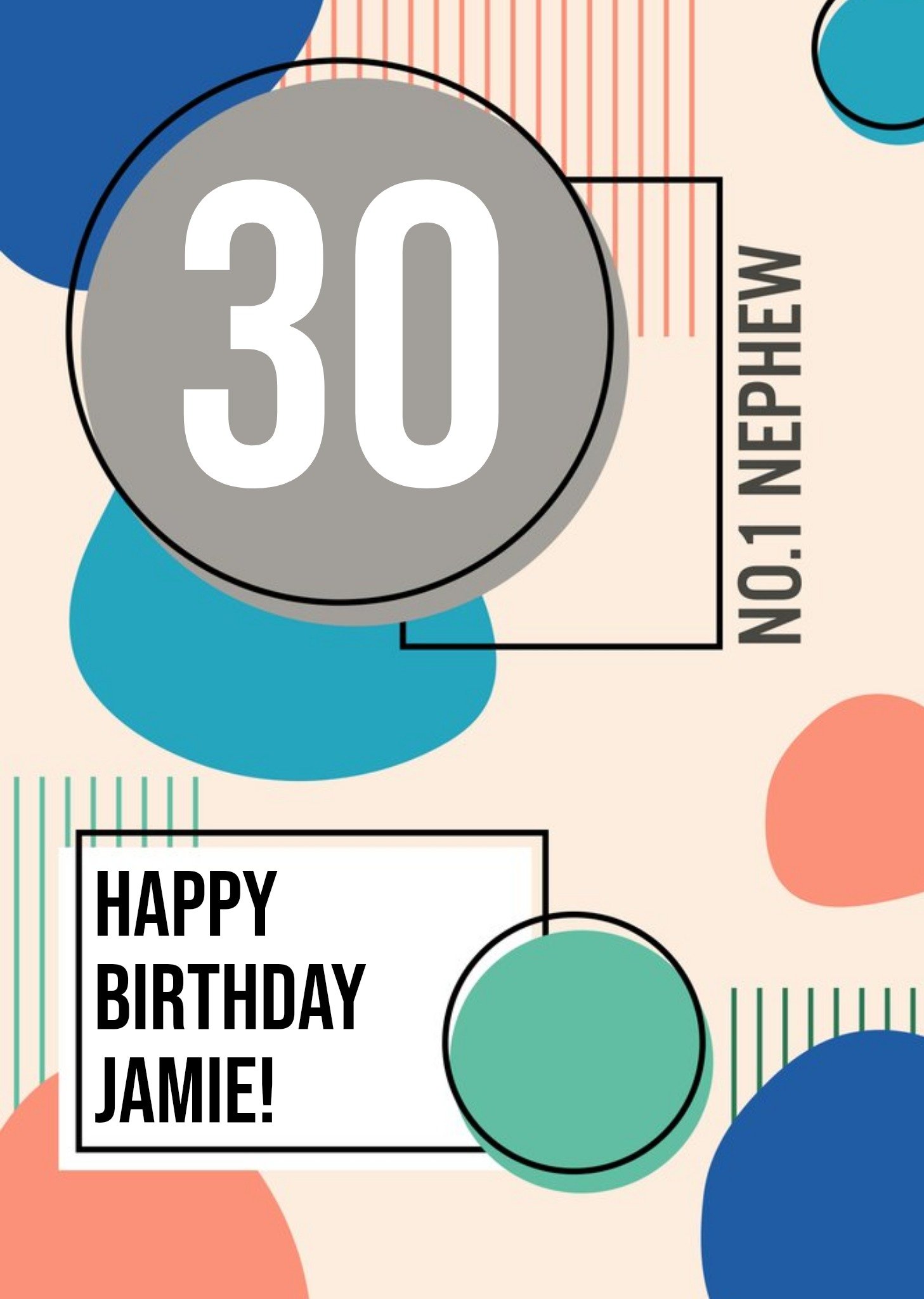 Moonpig Number 1 Nephew Happy 30th Birthday Card