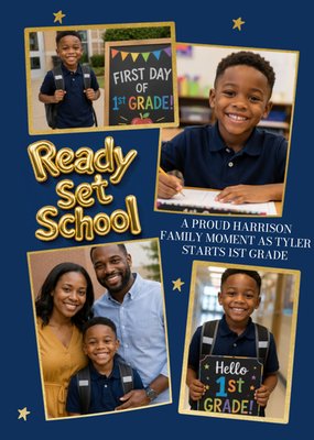 Ready Set School Photo Upload First Day Of First Grade Card
