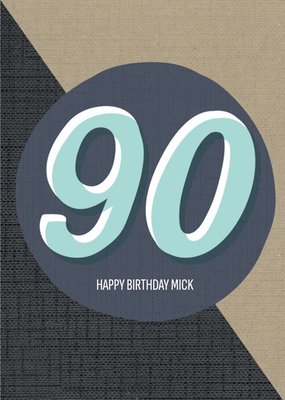 Personalised Text 90Th Happy Birthday Card