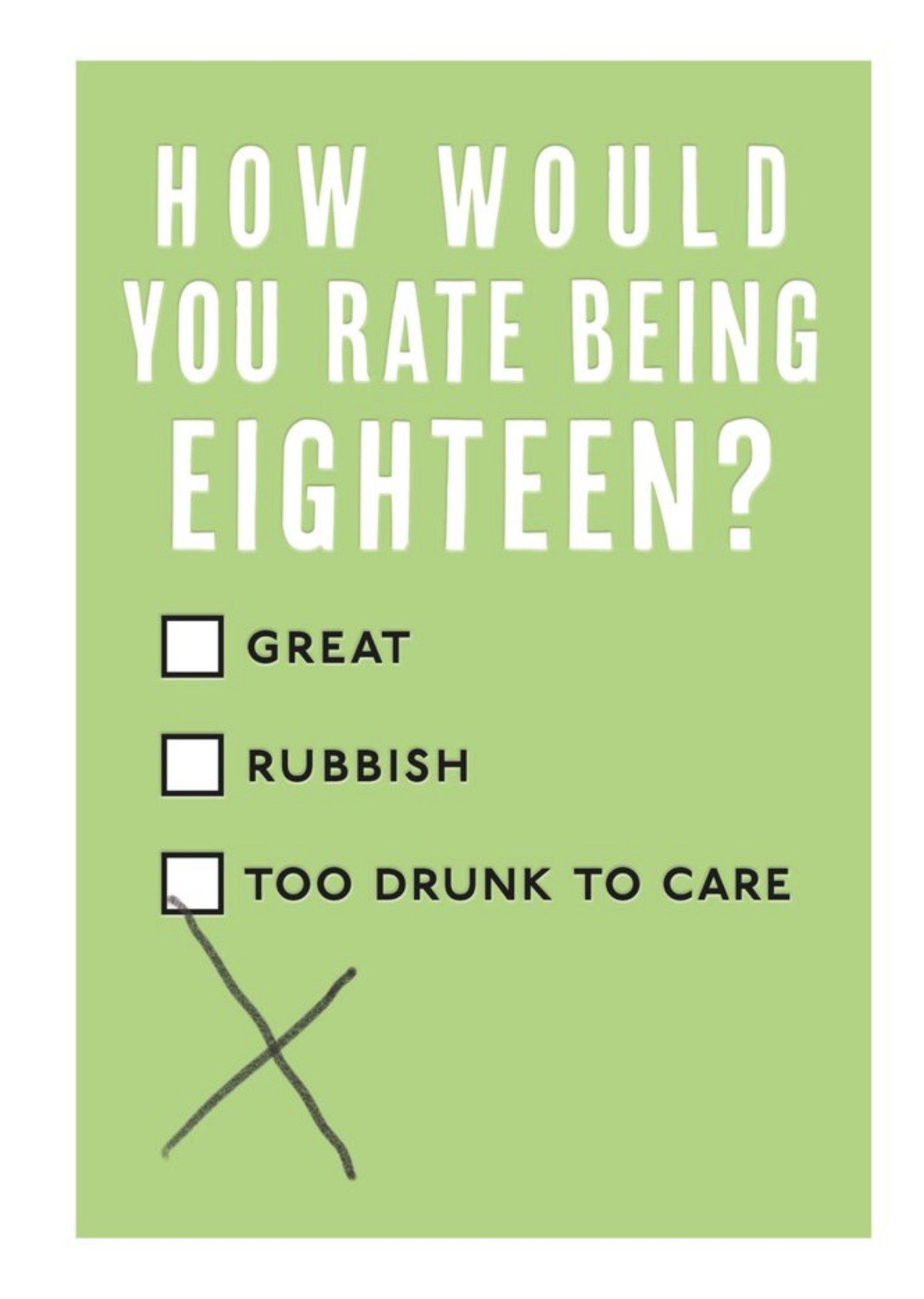 Friends Mungo And Shoddy Typographic Alcohol Funny Eighteen 18 Birthday Card