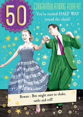 Shake, Rattle, And Roll Personalised 50Th Birthday Card