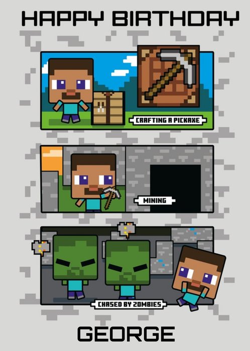 Cute Illustrated Minecraft Birthday Card