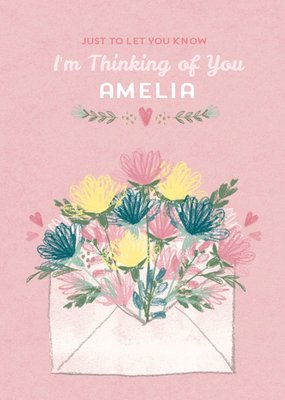 Colourful Garden Flowers Personalised Thinking Of You Card