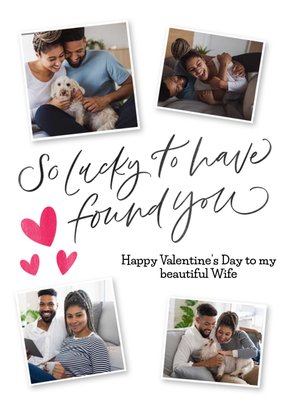 Four Photo Frames With Black Calligraphy Valentine's Day Photo Upload Card