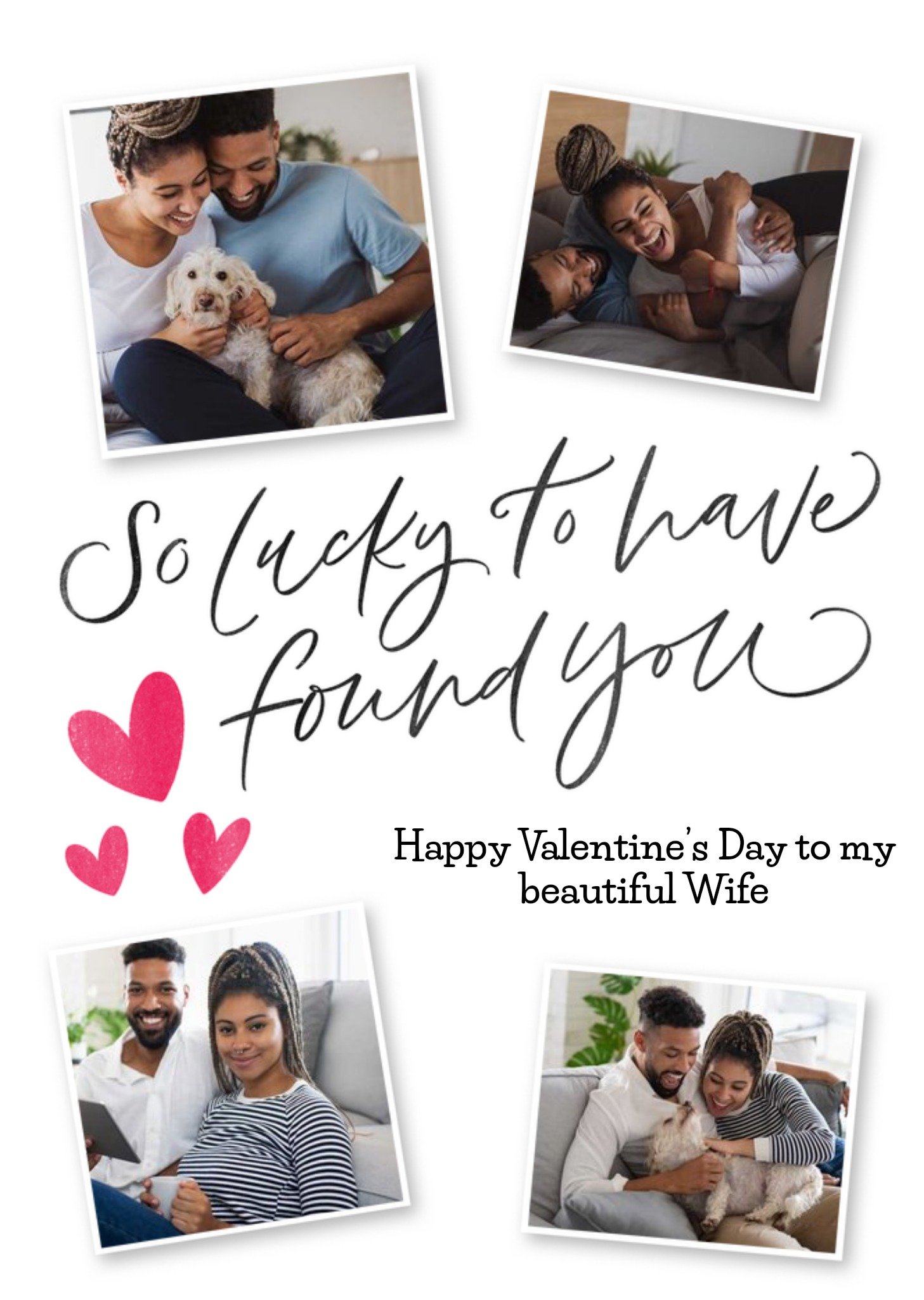 Moonpig Four Photo Frames With Black Calligraphy Valentine's Day Photo Upload Card