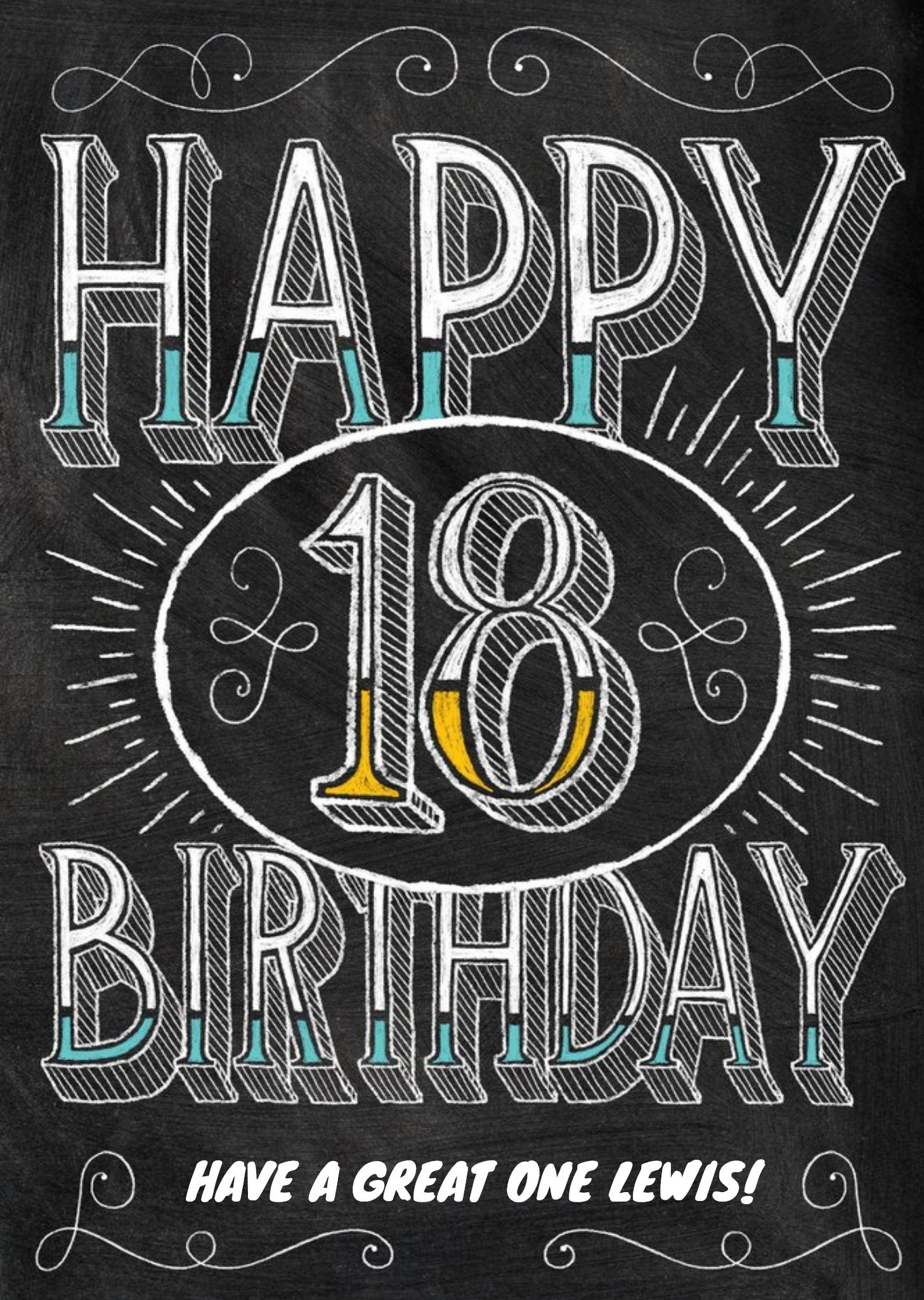 Moonpig Chalkboard Style Personalised Happy 18th Birthday Card