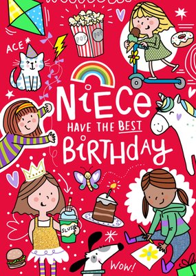 Illustrated Characters Niece Birthday Card