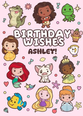 Disney Princess Birthday Wishes Cartoon Princess Illustrations Birthday Card