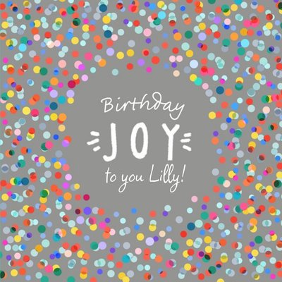 Personalised Colourful Party Confetti Birthday Joy Card