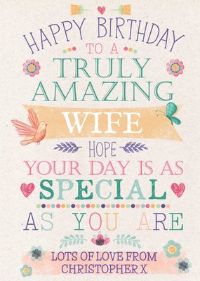 Happy Birthday Card -  Truly Amazing Wife