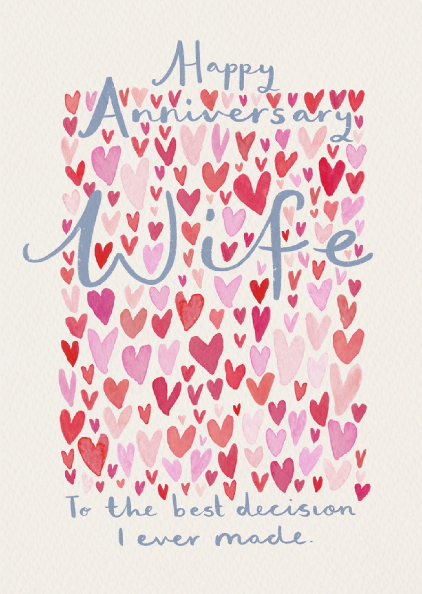 Moonpig Happy Anniversary Wife Watercolour Illustrated Card