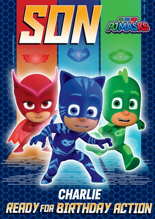 PJ Masks Son Birthday Card - Ready for Birthday Action