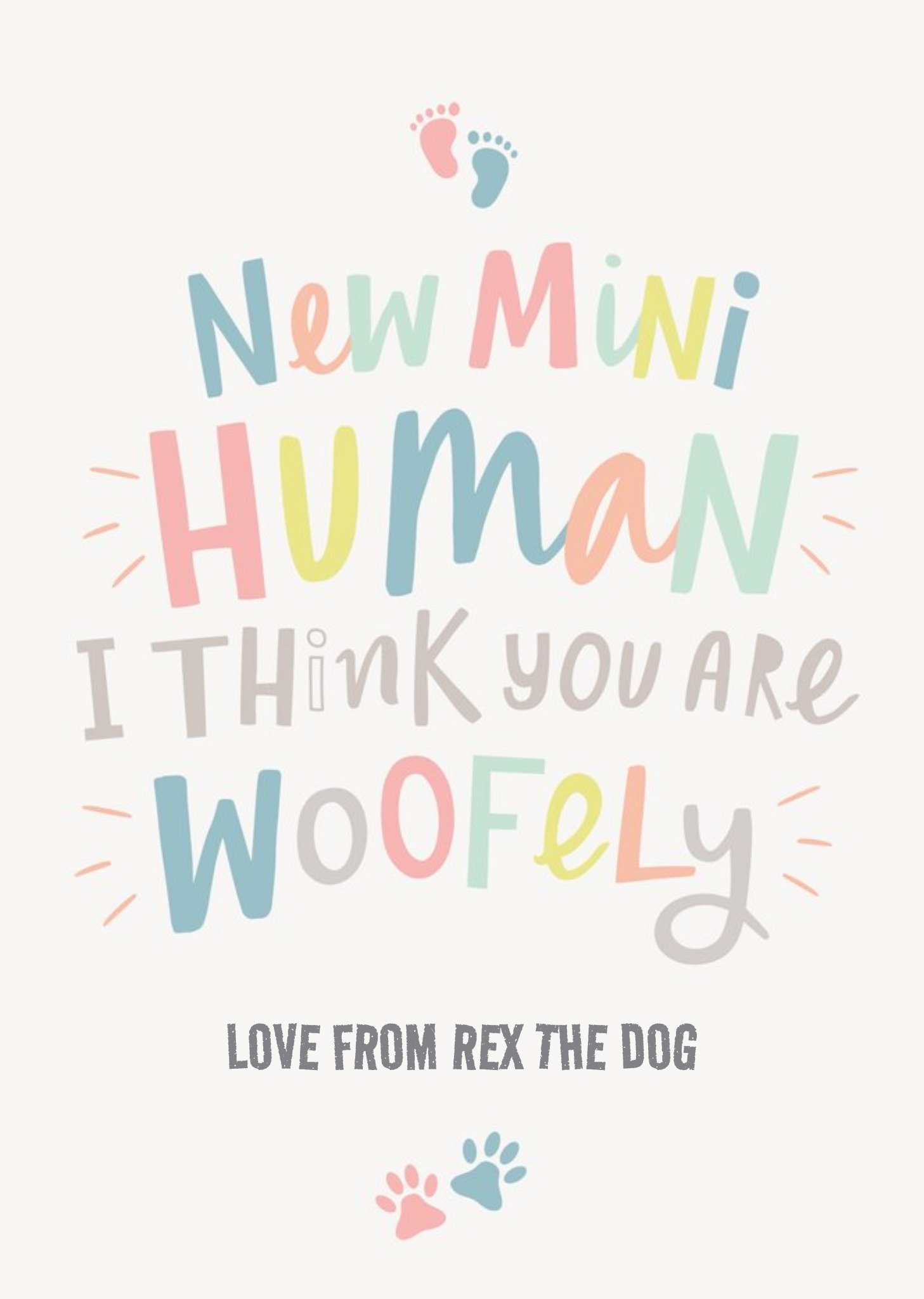Moonpig Cute Colourful Lettering New Baby Dog Arty Male Female Card