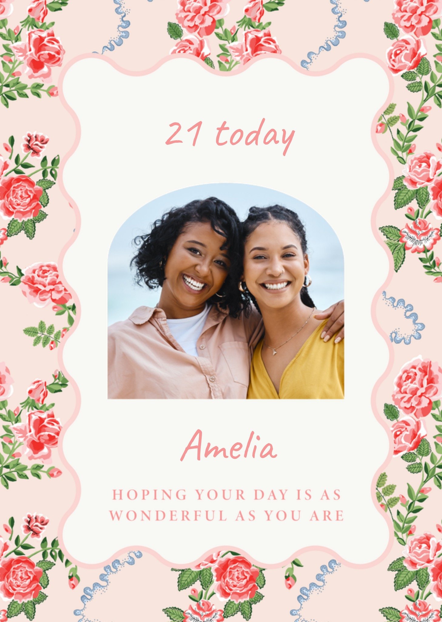 Cath Kidston 21 Today Floral Photo Upload Birthday Card