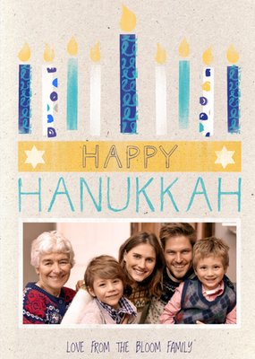 Lit Up Candles Personalised Photo Upload Happy Hanukkah Card