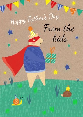 Cute Bear Illustration From The Kids Father's Day Card