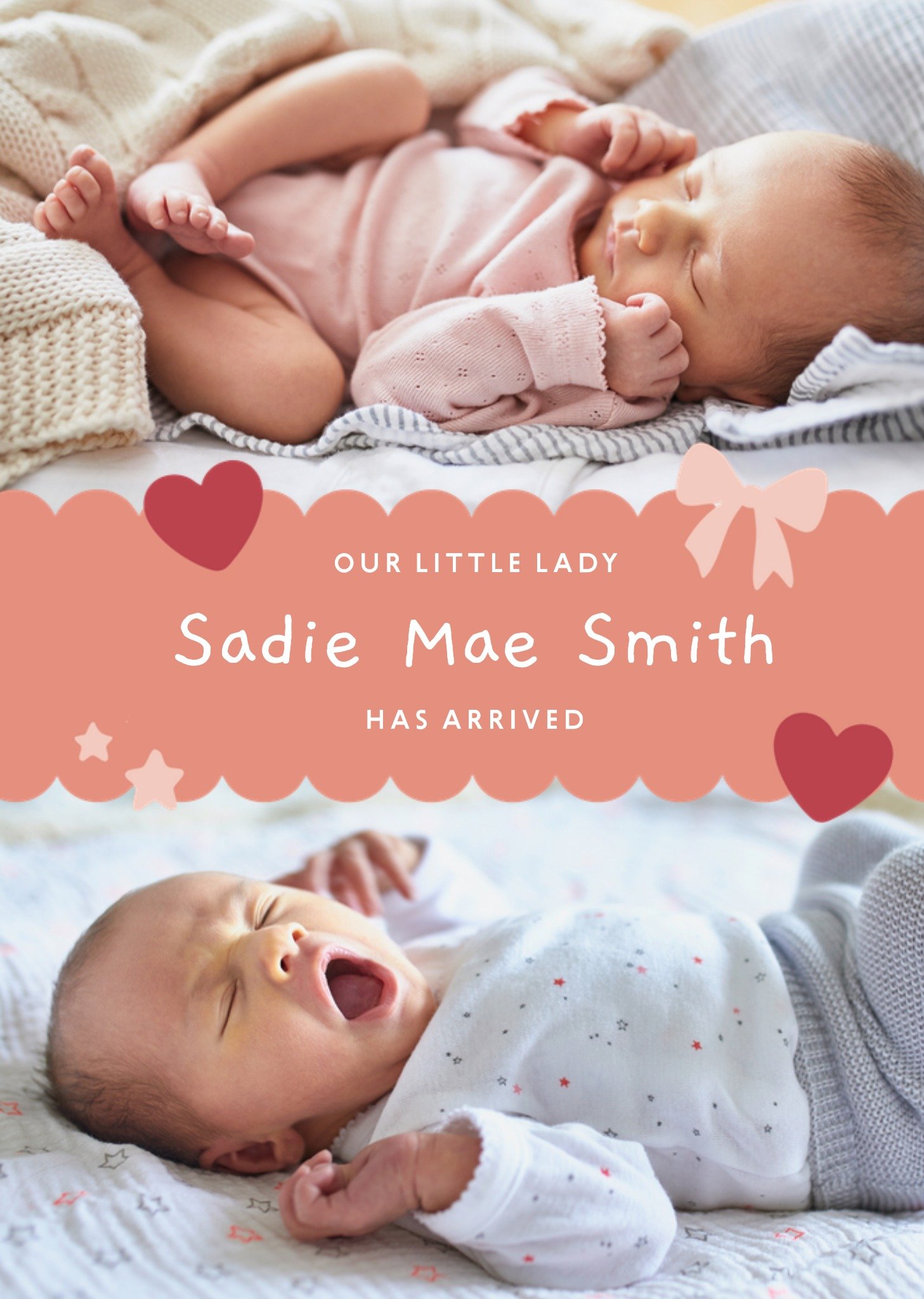 Moonpig Our Little Lady Has Arrived New Baby Photo Upload Card