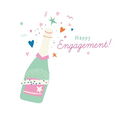 Happy Engagement Champagne Illustrated Card