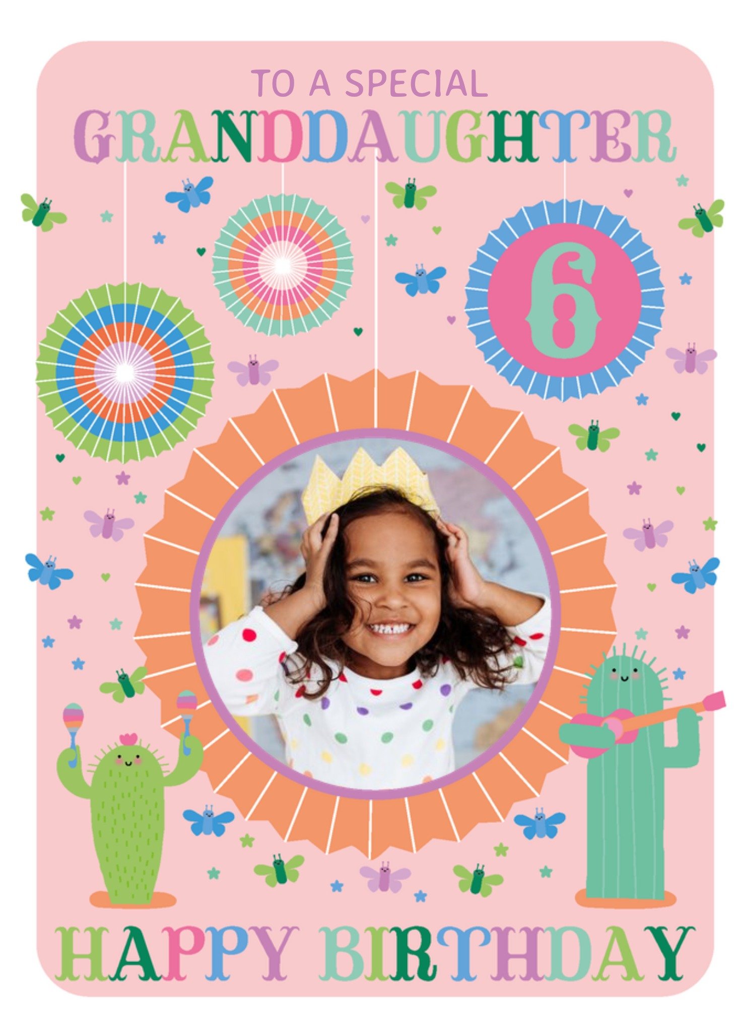 Moonpig Hola Happy Illustrated To A Special Granddaughter 6th Photo Upload Birthday Card