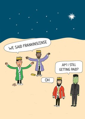 Scribbler We Said Frankinscense Illustrated Frankenstein Christmas Card