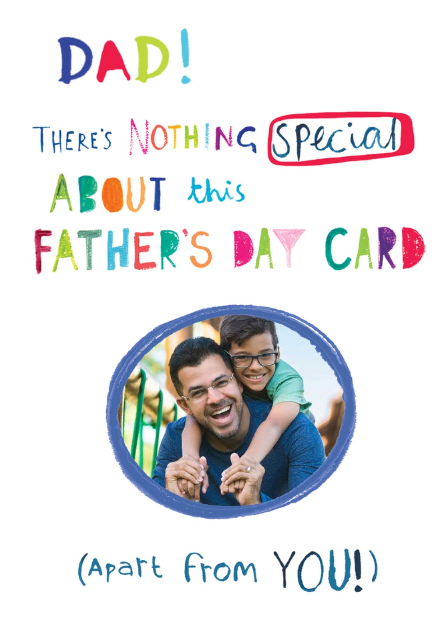 Moonpig Handwritten Typography With A Circular Photo Frame Father's Day Photo Upload Card