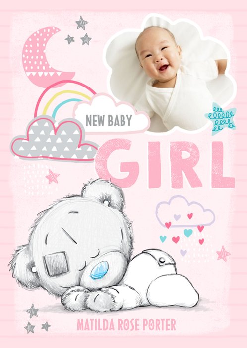 Me To You Tatty Teddy Baby Girl Photo Upload Card