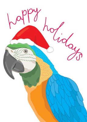 Happy Holidays Parrot Illustration Christmas Card
