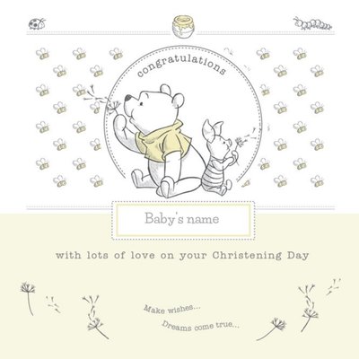 Cartoon Winnie The Pooh Congrats On Your Christening Day Card