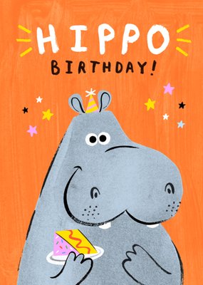 Hippo Birthday Funny Illustrated Pun Card