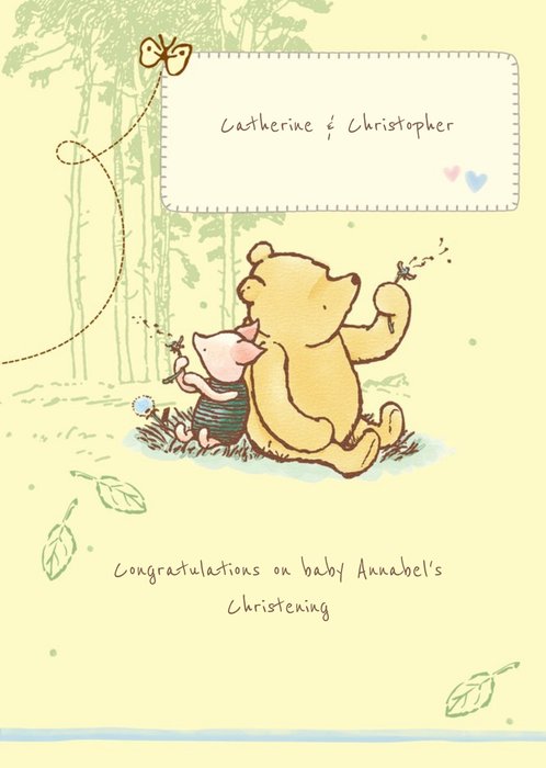 Disney Classic Pooh And Piglet Personalised Happy Christening Day Card